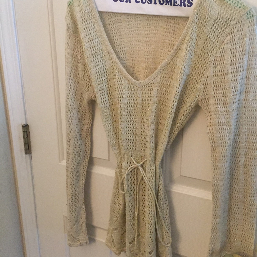 Wet Seal open-weave tie-waist sweater--$5 SALE!